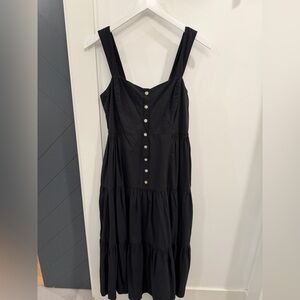 Madewell Black Button-Front Midi Dress